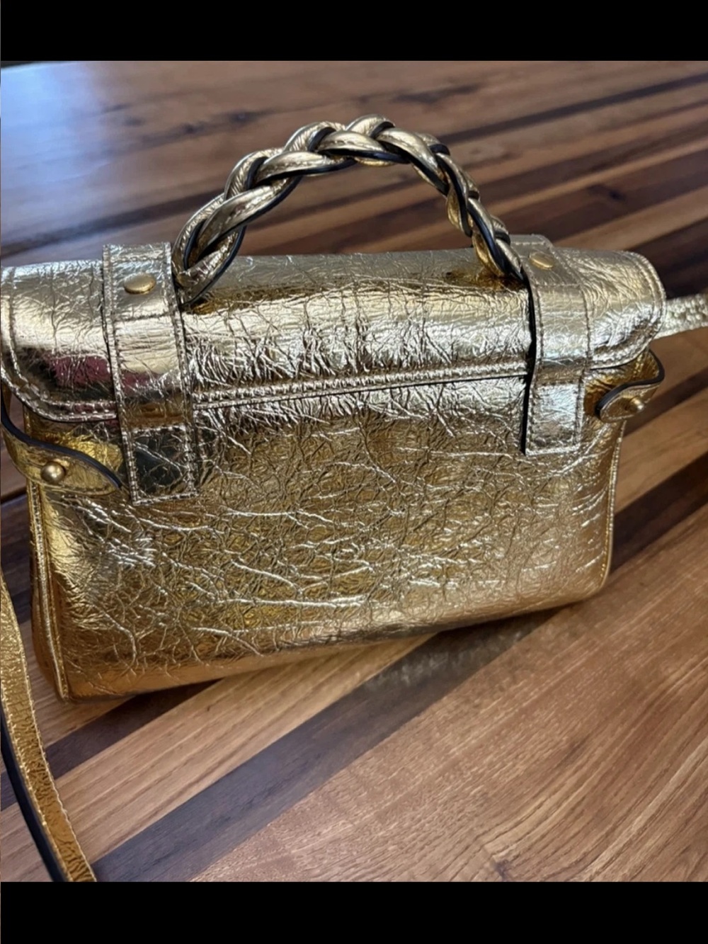 Mulberry Metallic Gold Braided-Handle Satchel - Picture 2 of 11